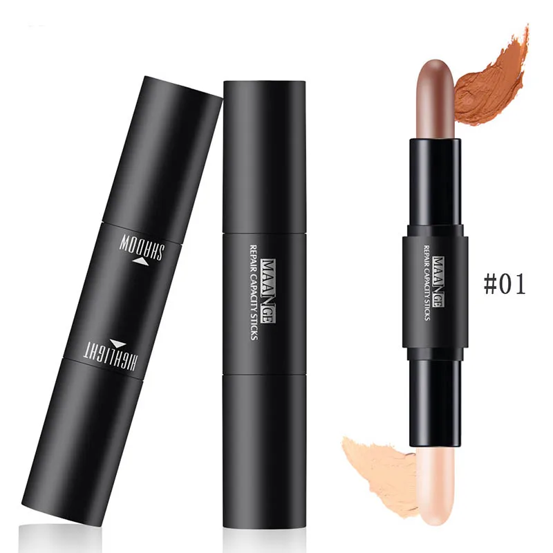 1 шт. двусторонняя глаз корректор Стик лица Фонд сливочный 2 in1 контур Pen Shimmer