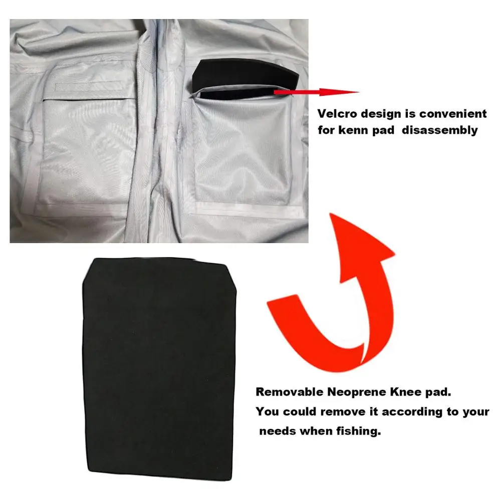 8 Fans Men’s Women Fishing Waist Waders 3 Layer Durable Breathable Waterproof with Neoprene Knee Pad Waist Waders