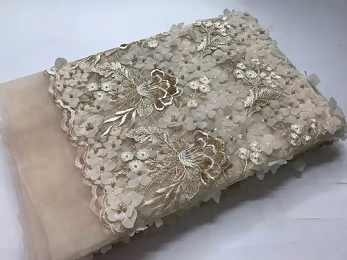 most popular high quality 3D Beaded French wedding gauze fabric 5 yards / free shipping!!jy-12-3 | Дом и сад