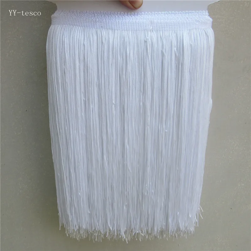 

10 Meters White Polyester Lace Tassel Fringe Lace Trim Ribbon Sew Latin Dress Stage Garment Curtain Accessories 30cm Width