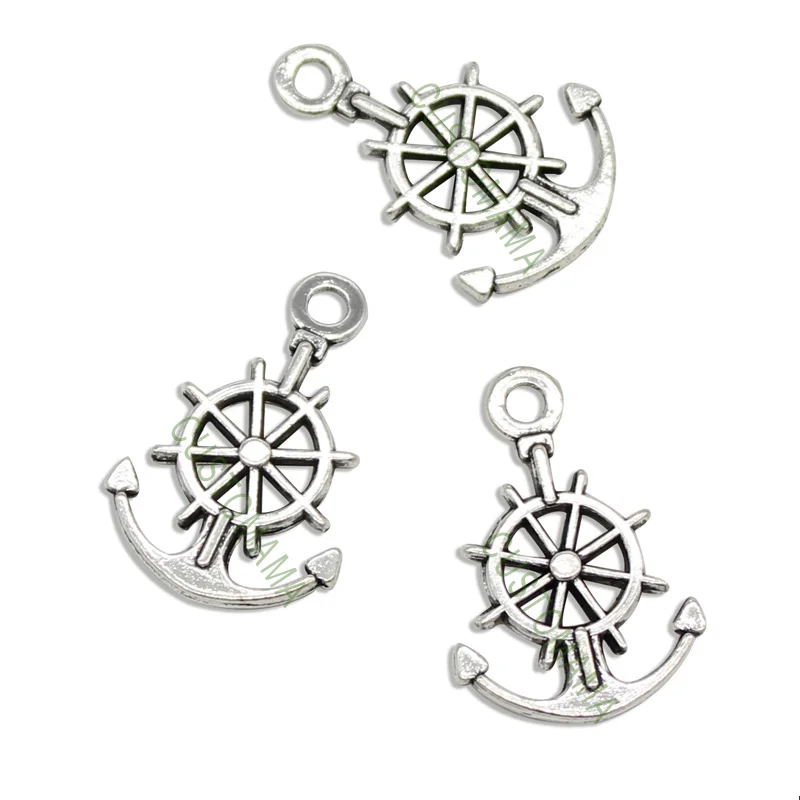 

100pcs- Antique Tibetan Silver Summer Rudder Charms Pendant 21x14mm