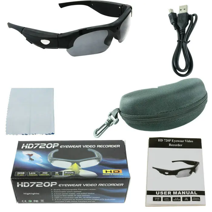 Видео гарнитура Солнцезащитные очки для женщин + карты памяти DV видеорегистратор