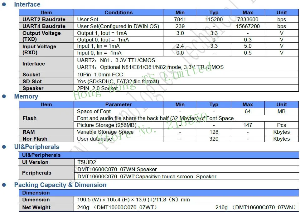 DMT10600C070_07W 7 дюймов серийный экран HD ips экран РТК сенсорный экран плеера DMT10600C070_07WT DMT10600C070_07WTR