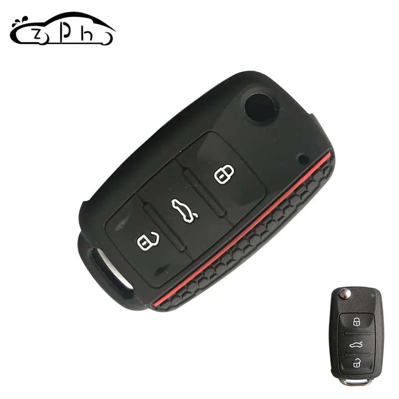 Силиконовый чехол для автомобильного ключа Volkswagen Golf 4 5 6 Bora POLO Passat B5 B6 Skoda Superb Octavia