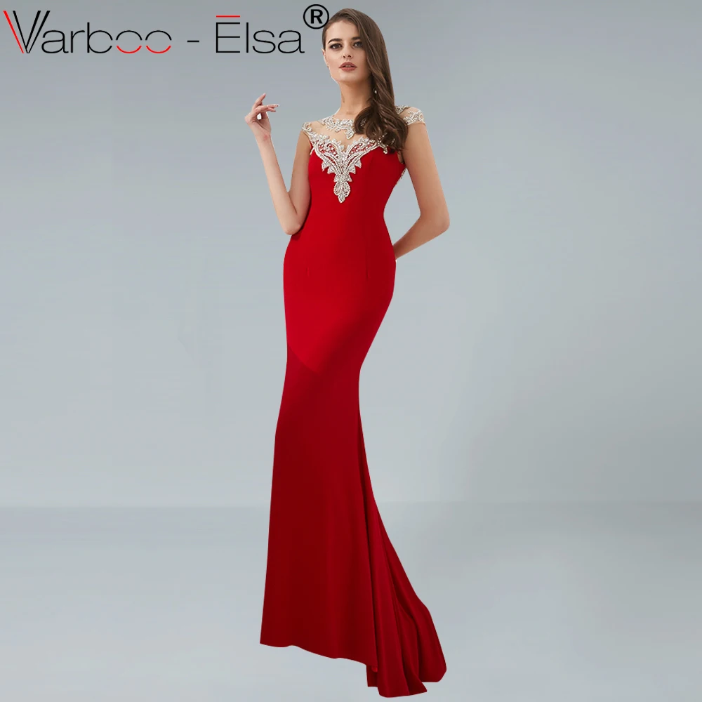 Женское вечернее платье Русалка VARBOO_ELSA Красное длинное с открытой спиной