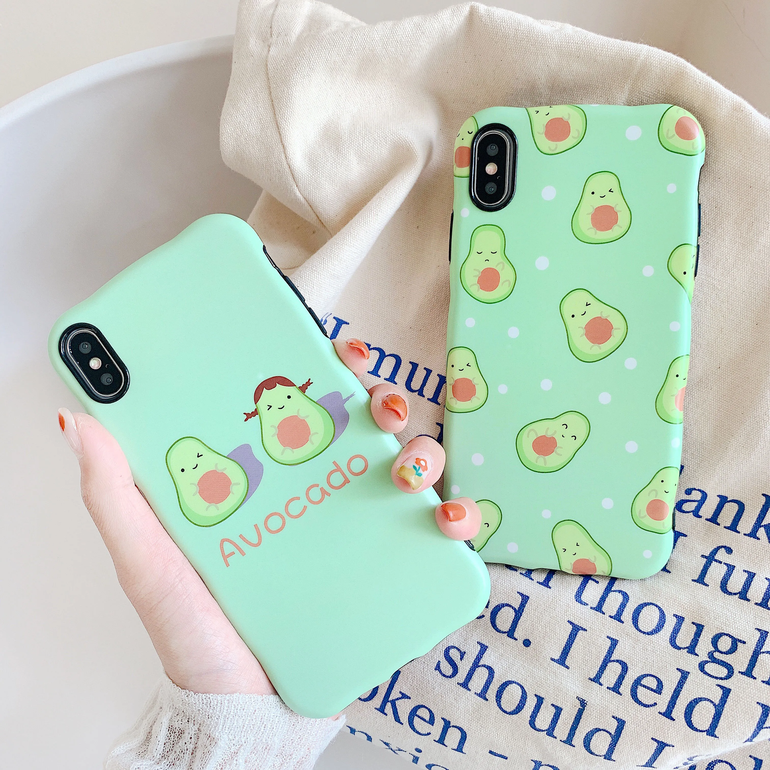 Summer Fruit Watermelon Waved Edge Phone Cover For iPhone 7 Case Silicone 8 plus 6 s xr Cases Luxury X Xs max Avocado |