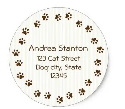 

1.5inch Dog or cat pawprint circle address label classic round stickr