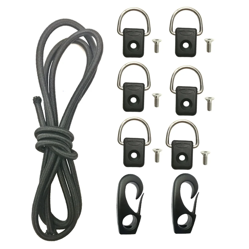 D Ring Bungee Cord Rope Screws Connect Hook Kit for Kayak Canoe inghy Inflatable Fishing Boat Rigging