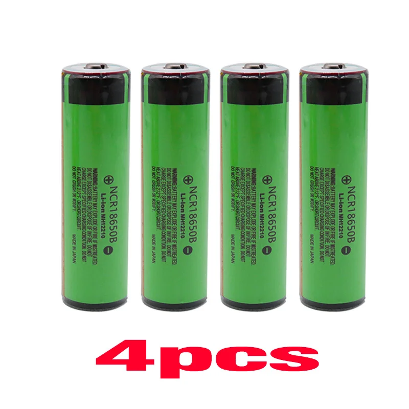 4pcs NCR18650B 3,7 V 18650 аккумулятор 3400mAh литий-ионные аккумуляторы для фонарика Panasonic с защитой(PCB - Цвет: 4pcs