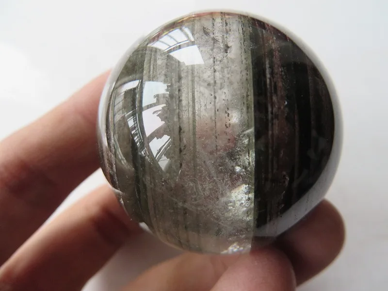 Природный прозрачный кварц радуги круглые кристаллы Orb Исцеление+ зеленый-Phantom 92g