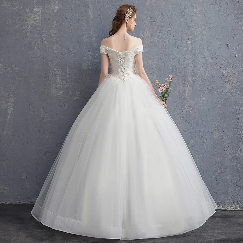 Женское свадебное платье до пола He's Bride Белое Бальное Платье с вышивкой