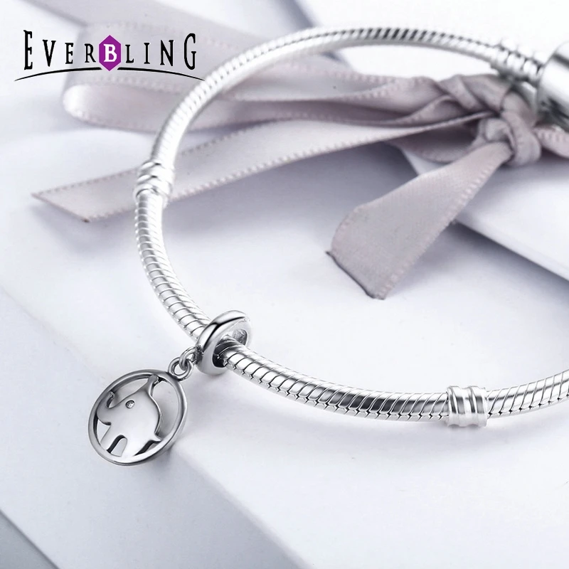 Everbling Jewelry слоненок мотаться 100% стерлингового серебра 925 Шарм Бусины Fit