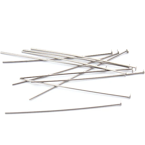 

LOULEUR 100pcs/lot Stainless Steel 30mm 40mm 50mm(21 Gauge) Flat Head Pins Silver Color Pins & Needles for Earrings Jewelry