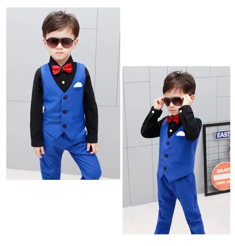 Boys Fashion Short Suits Vest Pants Set Kids Slim Fit 2pcs Suit Set For Boys Formal Classic Costume Wedding Birthday Party Suit