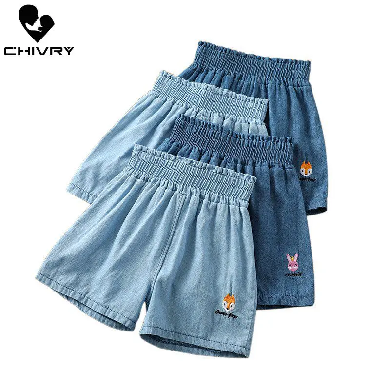 Новинка 2019 летние джинсовые шорты для девочек детские с мультяшным рисунком