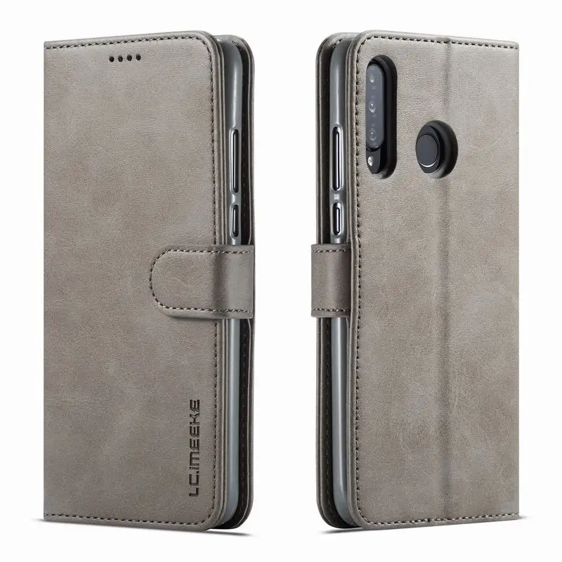 Gray Чехол-книжка для huawei P30 Pro, чехол-книжка, кожаный чехол-книжка для huawei P30 Lite, чехол, винтажный кошелек, Магнитный чехол для huawei Nova 4E - Цвет: Gray