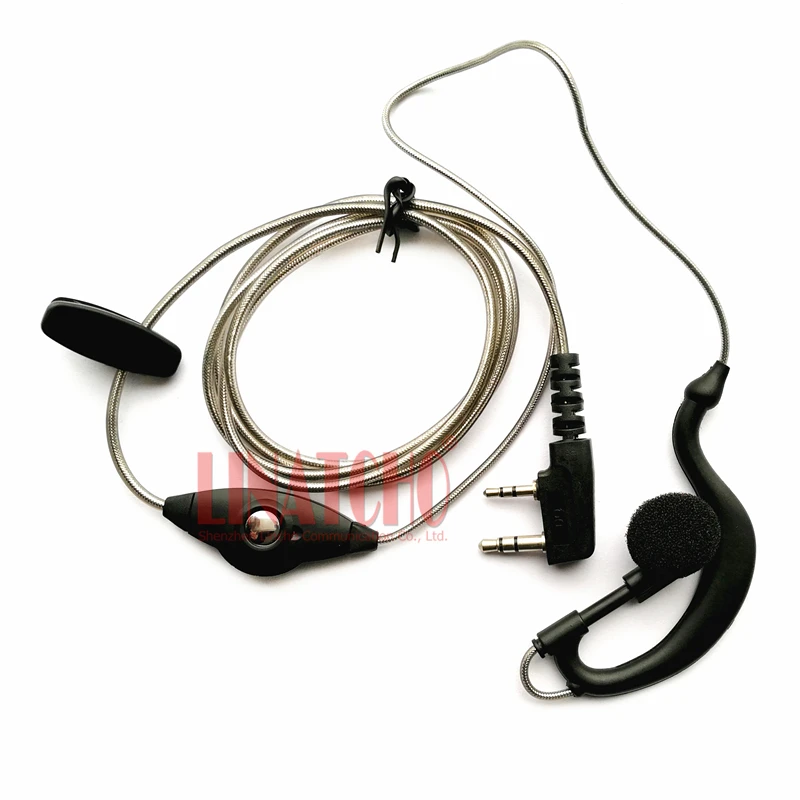 

Серая прозрачная рация Двусторонняя радиосвязь с ушным крючком PTT Кнопка наушники универсальный K-тип