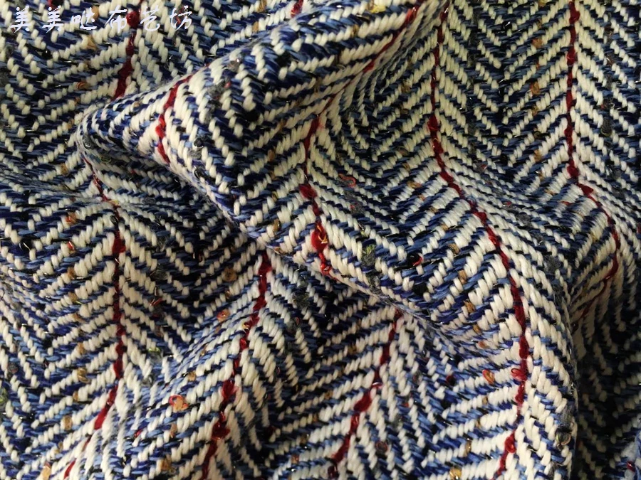 Бесплатная доставка твидовая ткань из 20% шерсти в клетку и елочку с золотой