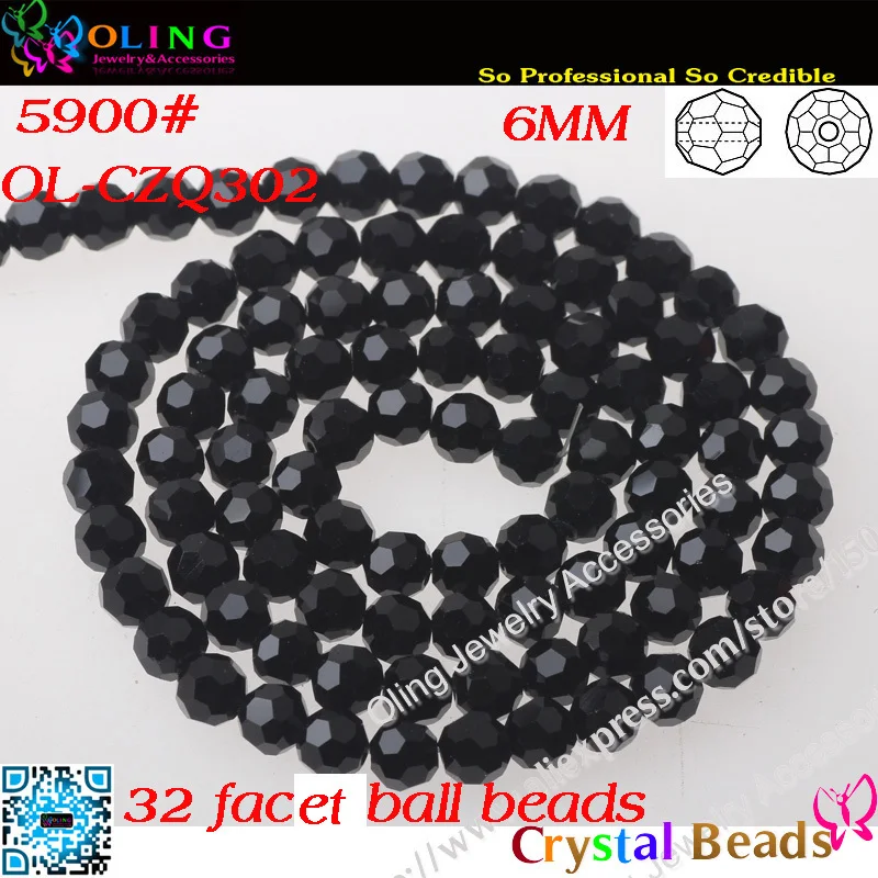 

Glass beads,100pcs/Lot Black Crystal Glass Faceted Football Beads 6mm Crystal Round Beads For DIY Jewelry Findings
