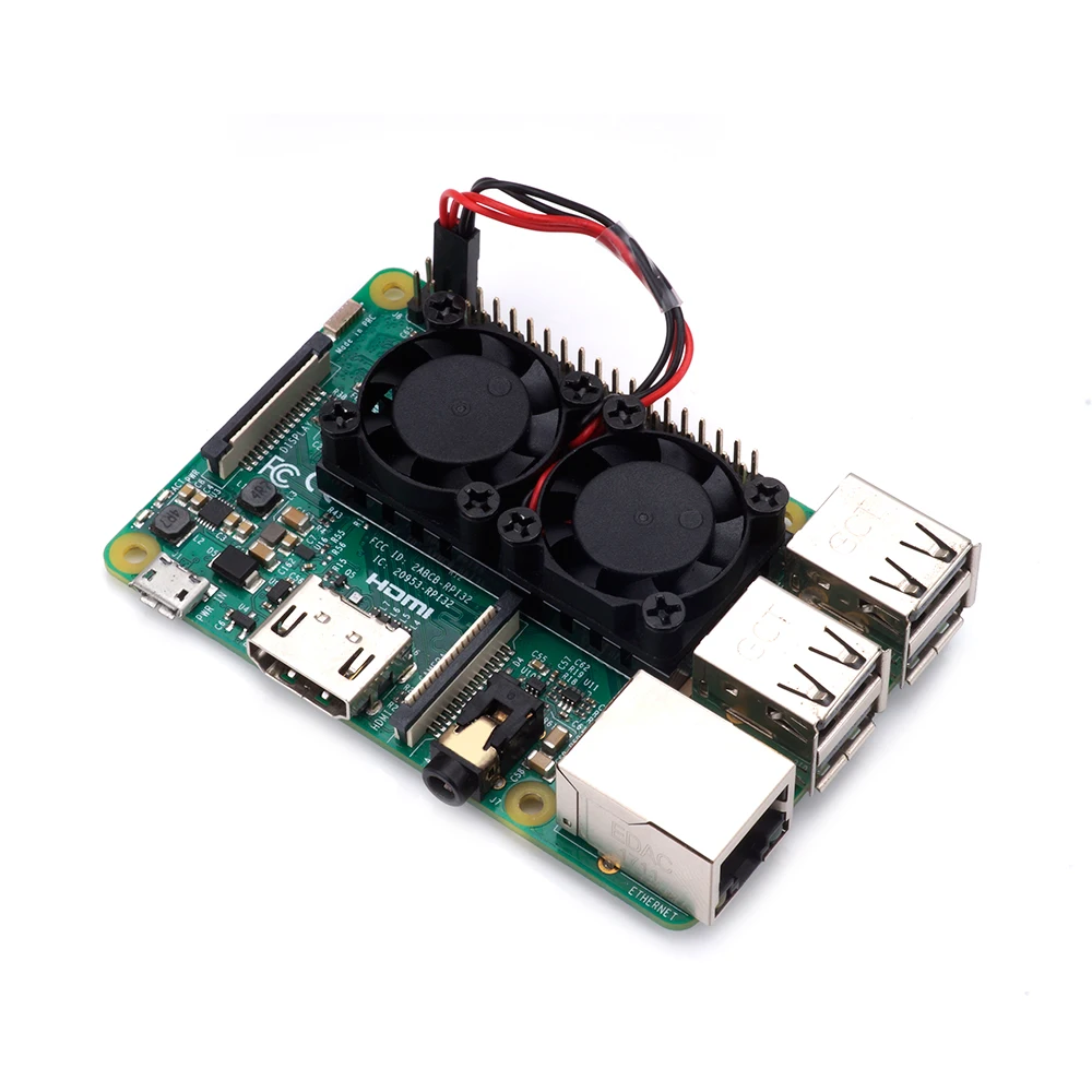 Raspberry pi двойной вентилятор радиатора кулер с двойными охлаждающими вентиляторами для Raspberry Pi 3/2 Модель B/B+ не подходит Чехол NESPi Plus