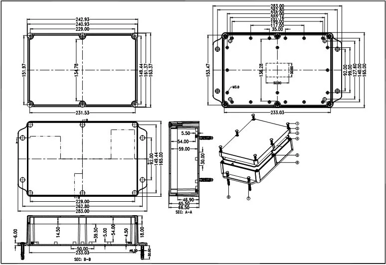 Акриловый Корпус для raspberry pi project 4 шт./лот корпус инструмента 245*165*66 мм