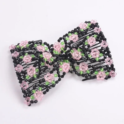 B Green Leaf2 DIY Для женщин эластичные Волшебные расчески для волос Винтаж зажим для волос коготь валик инструмент прическа модный, жемчужный бисер взрослыхх, аксессуары для волос - Цвет: B Green Leaf2
