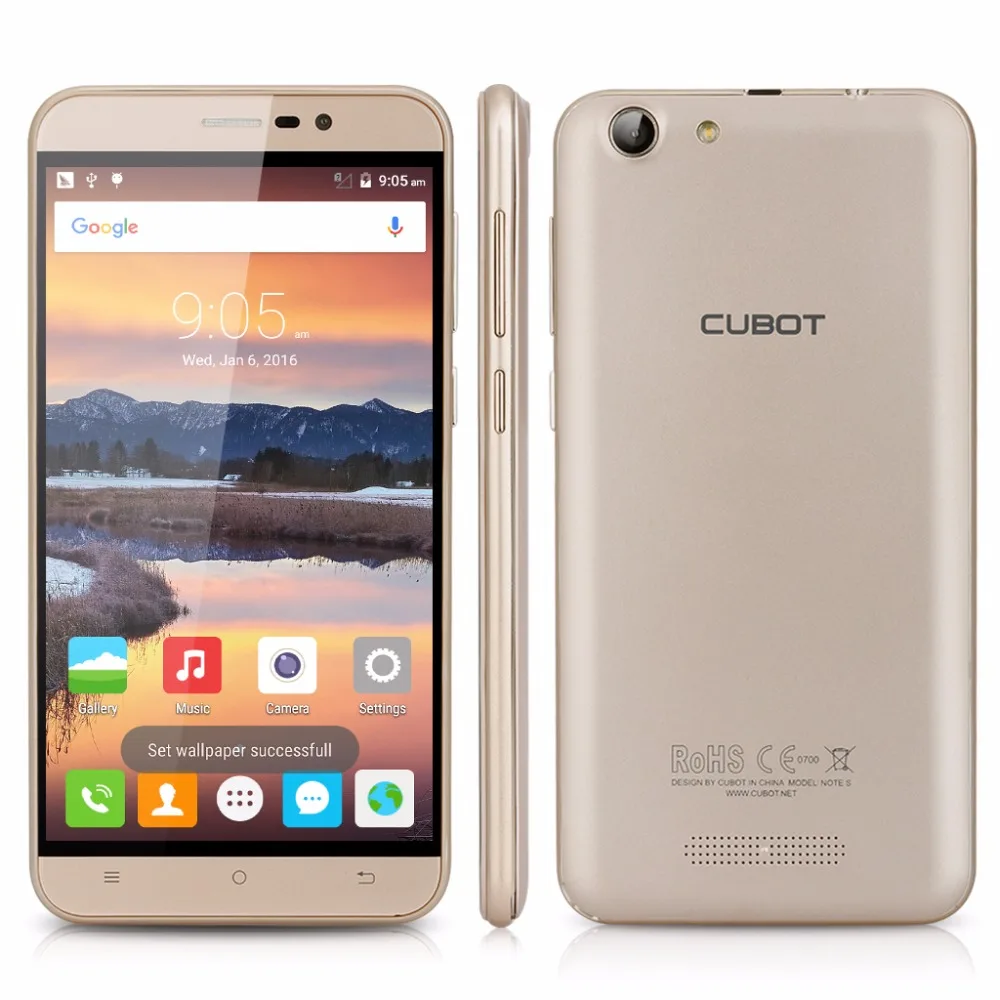 Cubot Note S 4150mAh Battery Cellphone 5.5inch 1280X720 Android 6.0 Smartphone 3G WCDMA 2G RAM 16G ROM Mobile Phone | Мобильные