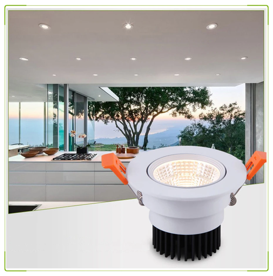 Super Bright Recessed LED Dimmable Downlight COB 5W 7W 10W 15W 20W 24W LED Spot light LED Decoration Ceiling Lamp AC85-265V