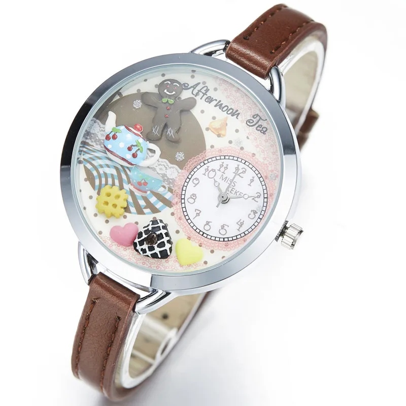MISS KEKE montre enfant Clay милые мини-часы в виде печенья уникальный чайник подарочные часы