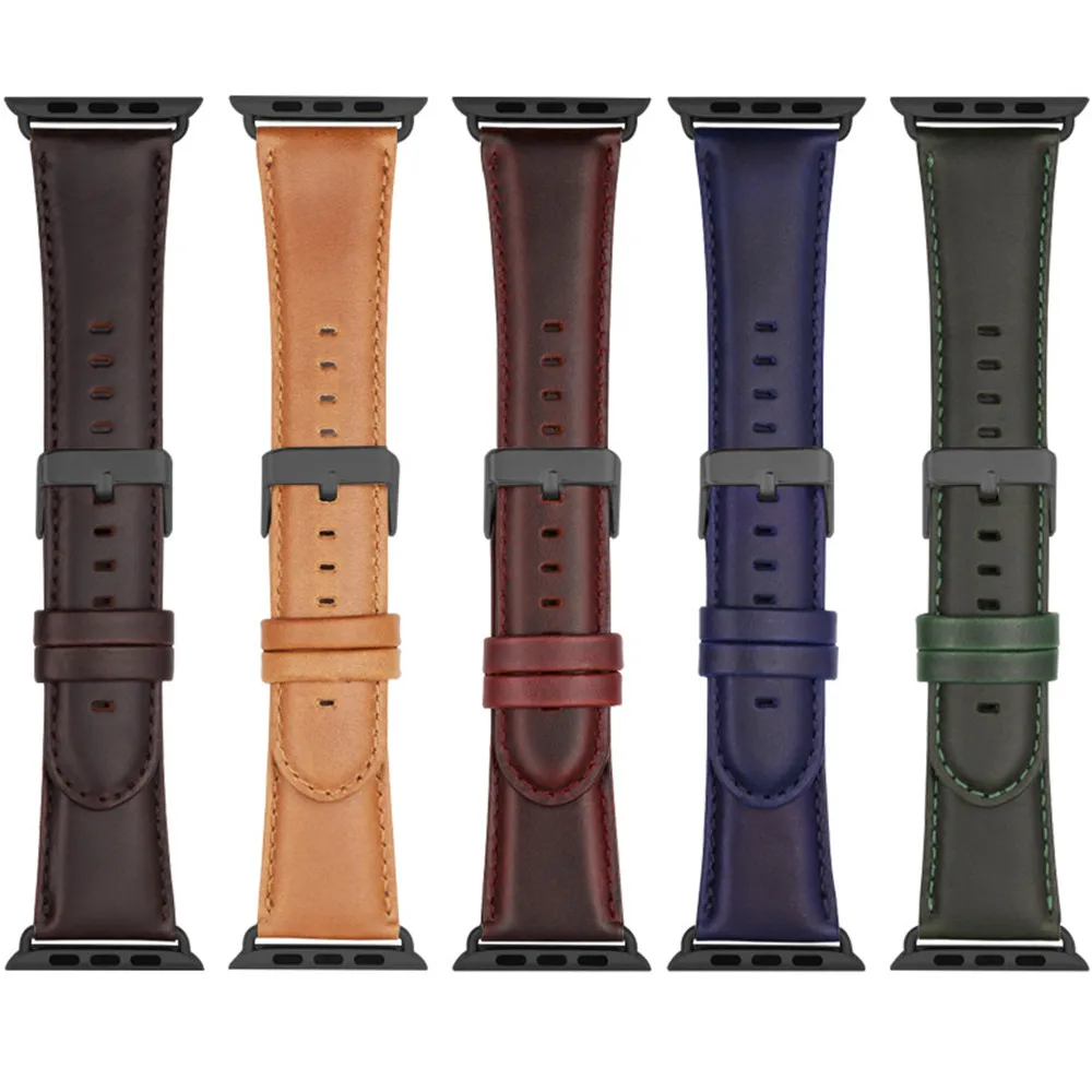 

Genuine Leather band For apple watch band 5 4 3 44mm 40mm iwatch series band 42mm 38mm correa wrist bracelet watchband belt