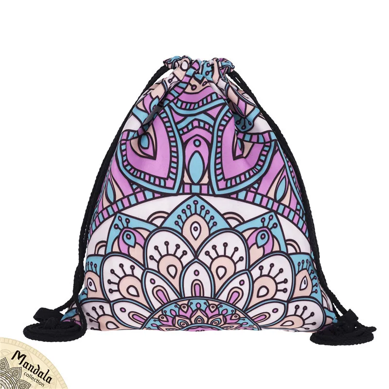 Женская сумка с цветочным принтом мандалы винтажный мягкий школьный рюкзак для