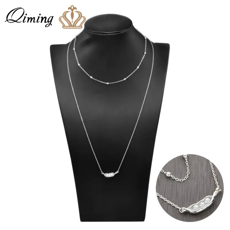 Ожерелье QIMING с арахисовым жемчугом элегантные ювелирные изделия длинная цепочка