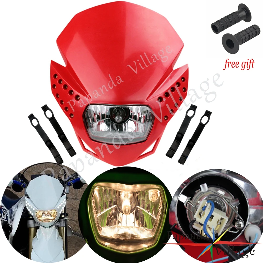 Red Dual Sport Motorcycle Headlight Fairing Enduro Motocross Dirt Bike For Yamaha Honda CRF 230F 50F CRM FMX CR XR |
