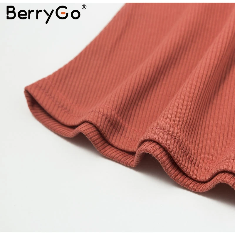 BerryGo элегантное ТРАПЕЦИЕВИДНОЕ женское трикотажное платье с коротким рукавом и поясом, зимнее платье-свитер с круглым вырезом, черные женские осенние платья миди