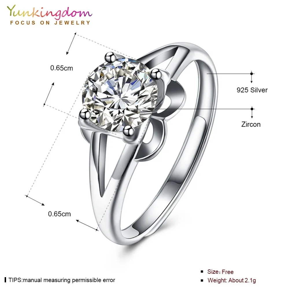 Yunkingdom Новый Дизайн модный бренд 925 Серебряное кольцо для Для женщин Винтаж