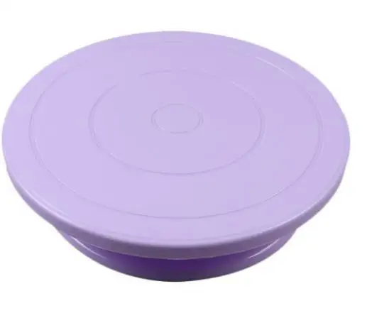 Purple Пластиковый поворотный стол для торта, вращающийся Противоскользящий виниловый стол для украшения торта, вращающийся стол для торта, круглая подставка для торта, кухонные инструменты для выпечки 28 см - Цвет: Purple
