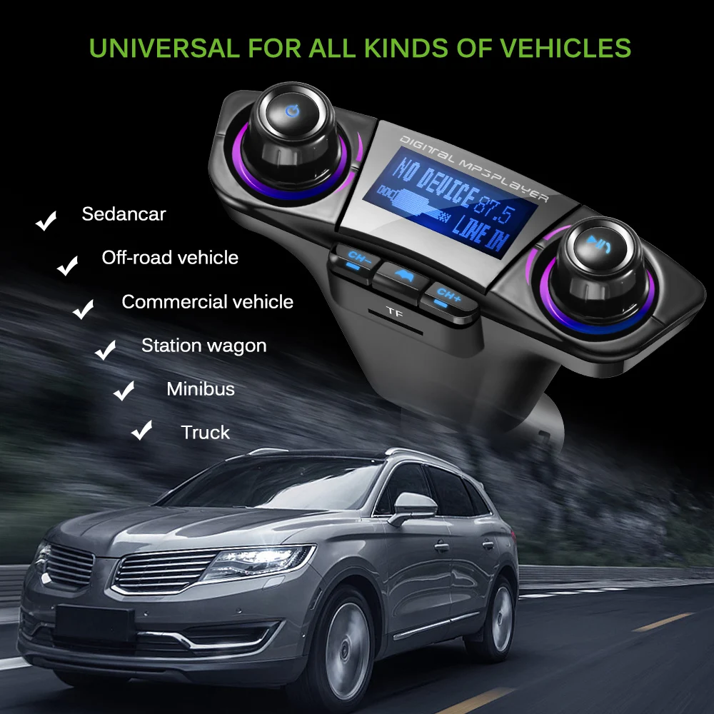 Onever 5 в 2.1A Aux модулятор Bluetooth автомобильный fm-передатчик Handsfree автомобильный комплект радио Mp3 музыкальный плеер с Умной зарядкой USB зарядка
