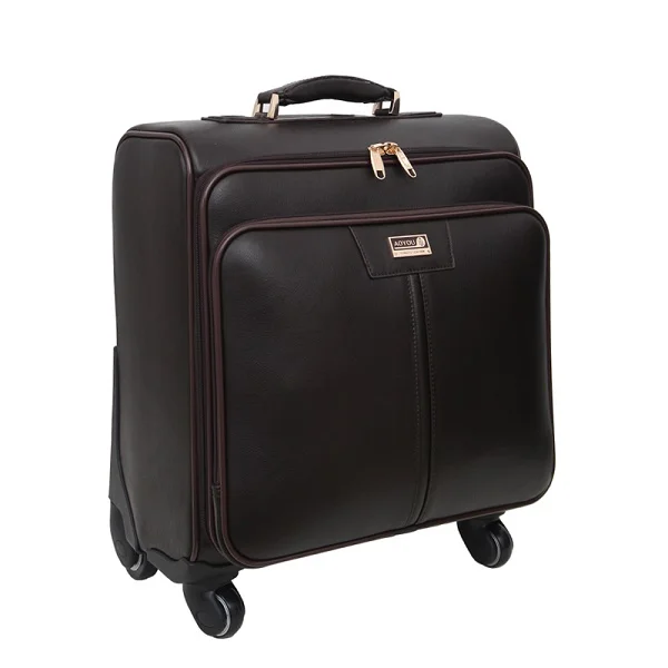 20 inch brown Натуральная кожа 16'18'20'22'' ролики для багажа на колесиках чемоданы для путешествий деловая сумка для переноски - Цвет: 20 inch brown