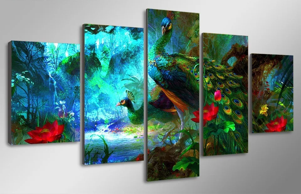 

5pcs/set DIY Diamond Painting crystal Round Rhinestone Pasting home Decor Painting 3d Diamond Embroidery Mosaic peacock drawing