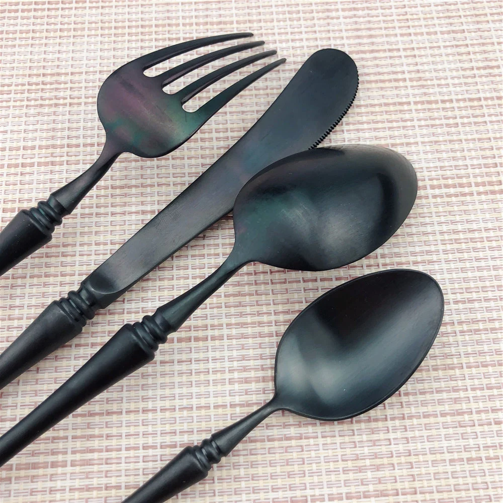 Набор столовых приборов из нержавеющей стали винтажный матовый черный набор 4