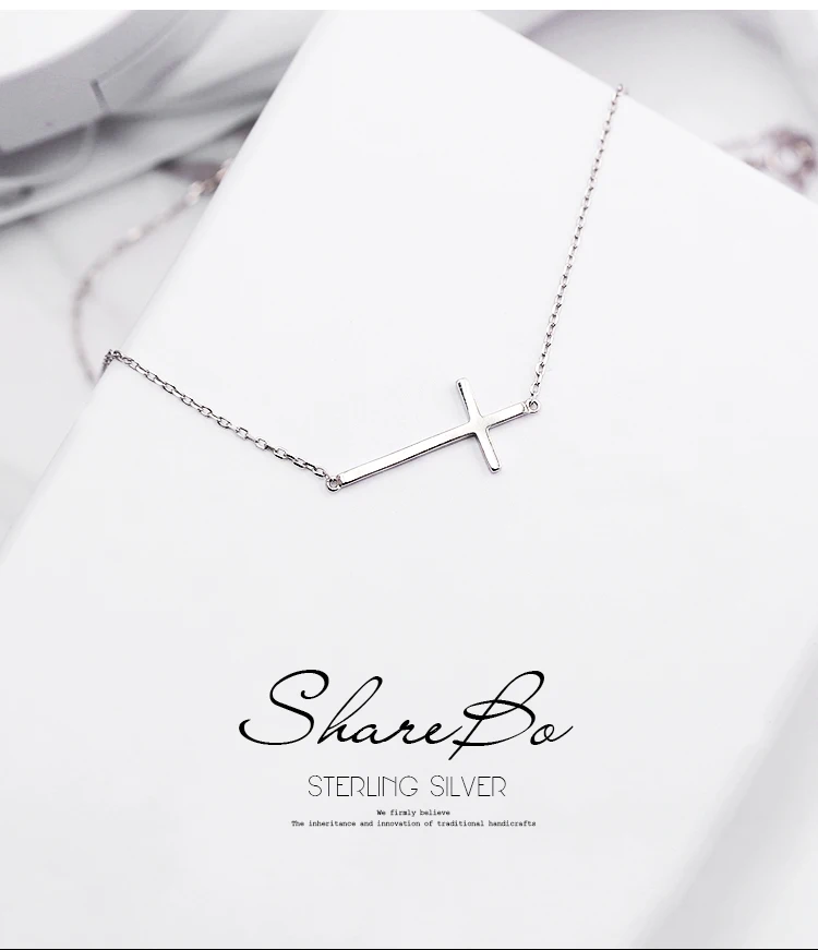 Bijoux Мода 925 серебро длинный крест ожерелье s для женщин эффектное колье свадебное ожерелье девушки вечерние подарок