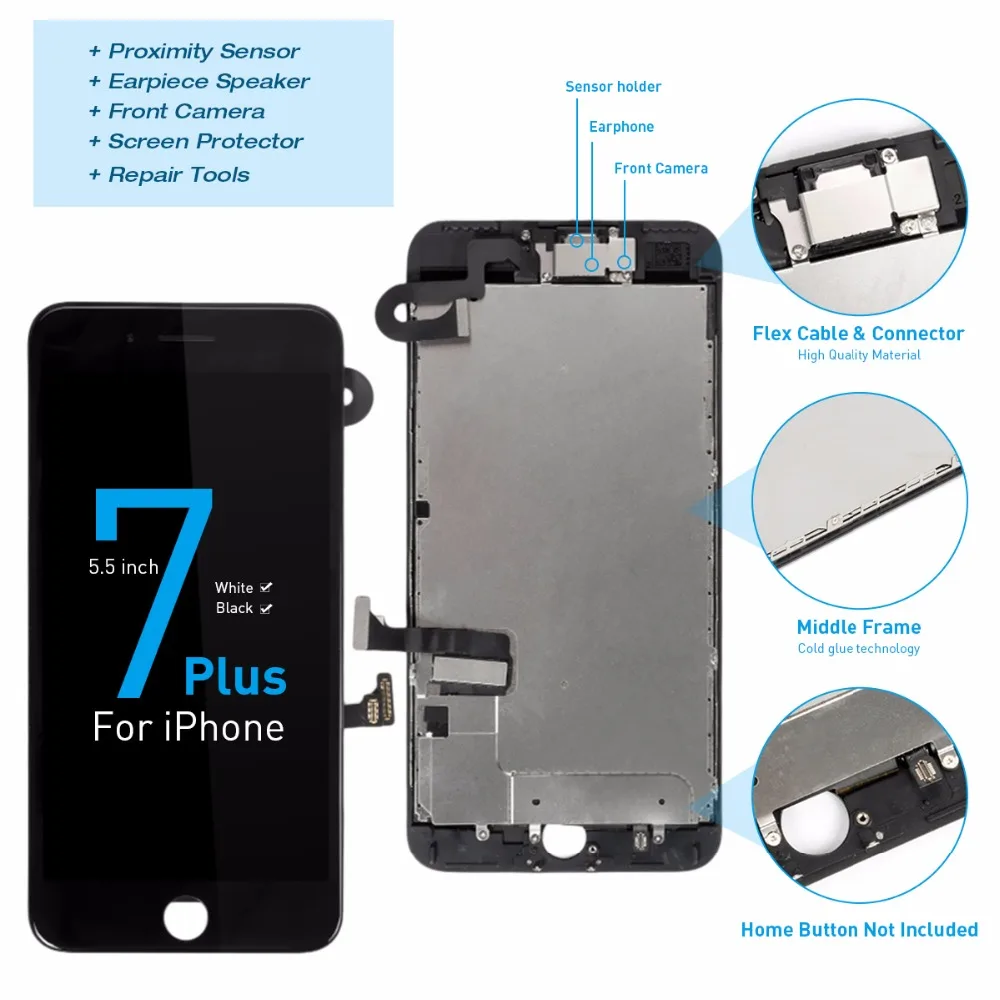 1 шт. OEM ЖК дисплей для iPhone 7 8 Plus полный комплект дигитайзер сборка 3D сенсорный