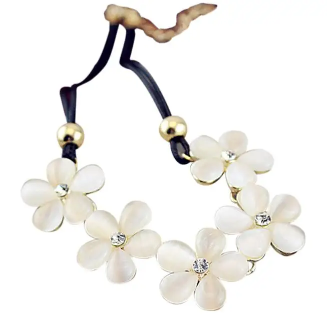 Ожерелье с кристаллами и цветами винтажное ожерелье колье кожаная подвеска бусы