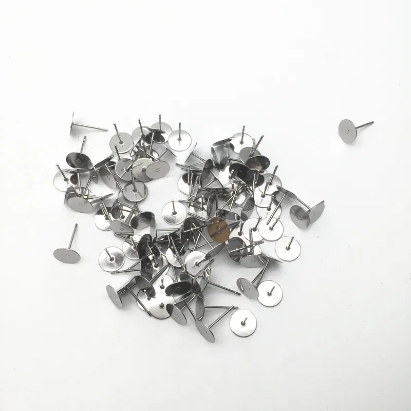 Stainless steel 200p 200 шт Металлические Пустые серьги-гвоздики база подходит для 3, 4, 5, 6 мм золотые серьги-столбики плоская основа шпильки Настройки DIY Изготовление ювелирных изделий HK022 - Цвет: Stainless steel 200p