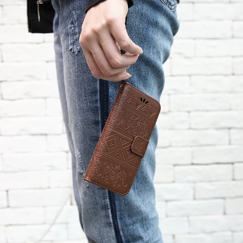 KISSCASE Embossed Elephant Phone Case For Samsung Galaxy J6 J7 J3 J4 2018 Flip Wallet Leather A6 A7 A8 A9 Plus |