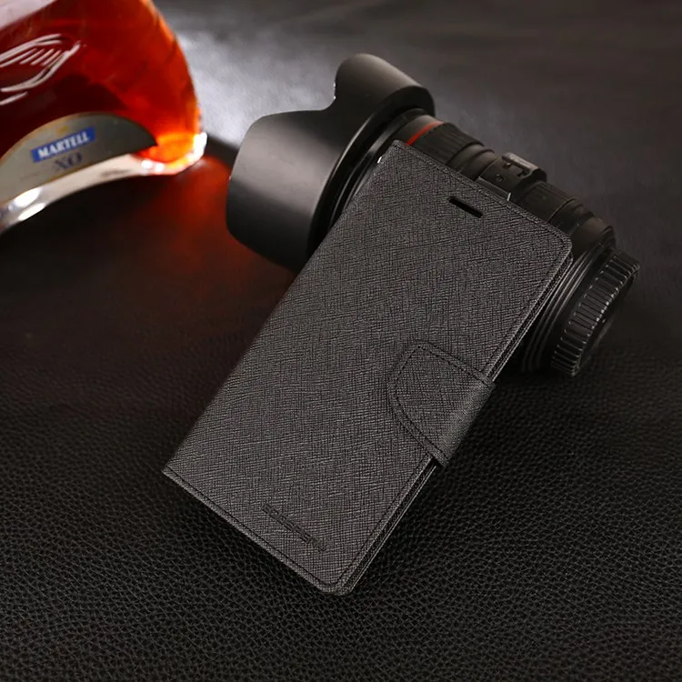 Black Чехол-бумажник Goospery из искусственной кожи с откидной крышкой, для Samsung Galaxy J3, J5, J7 года, европейская версия, популярный цветной Чехол-кобура с отделением для карт - Цвет: Black