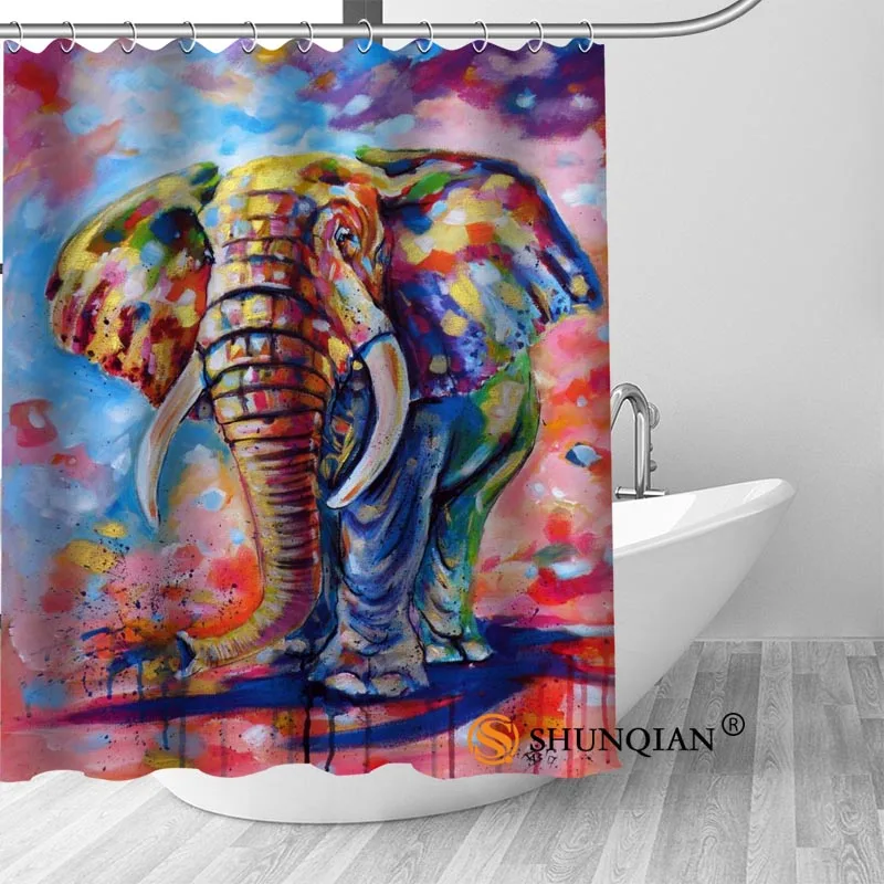 Занавеска для ванной с изображением слона на заказ тканевая Современная