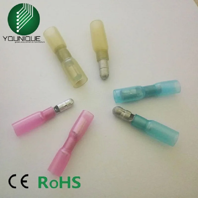 Термоусадочные гнездовые и мужские пулевые стыковые клеммы изолированные