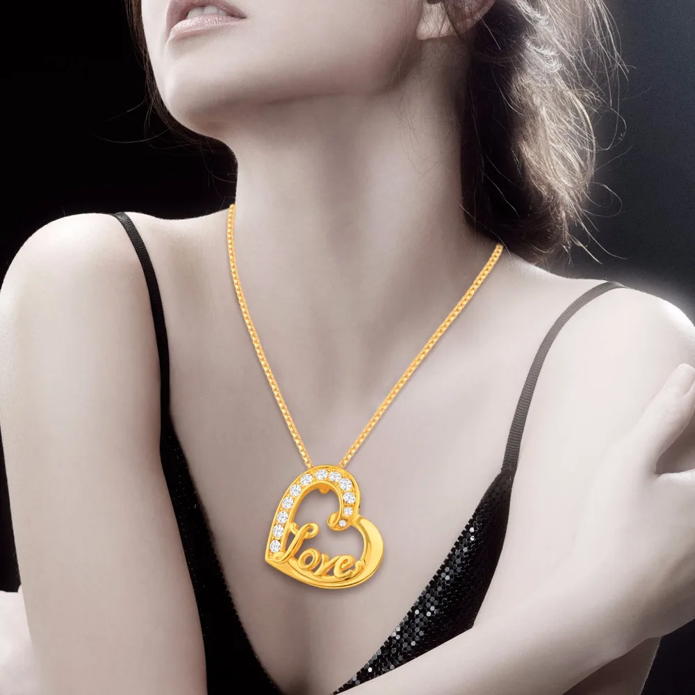 Новый Кристалл Rhinestone сердца Цепочки и ожерелья S Подвески Талисманы золото Цвет