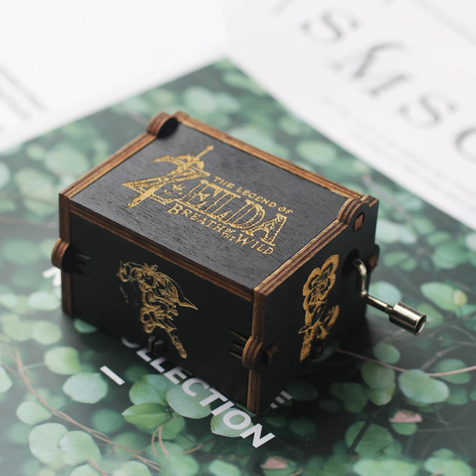 Черный деревянный ручной коленчатый музыкальная шкатулка игра трон Zelda Звездные войны Унесенные призраками Рождественский подарок декоратор день рождения Presentt